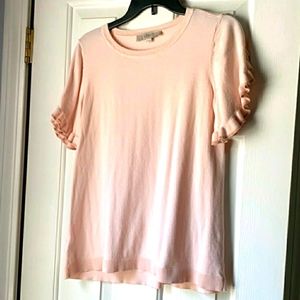 Rose gold light pink ruffled sweater